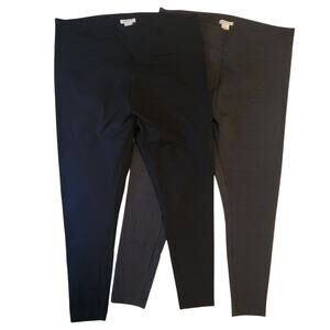 Matty M Leggings 2-pair, Black & Charcoal Gray, Side pockets, size XXL